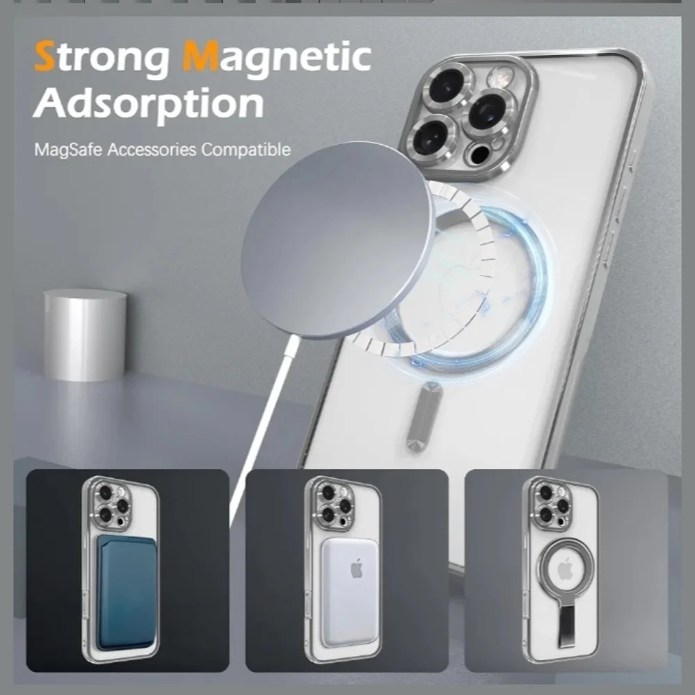 Apple iPhone Case with MagSafe - Silver and Clear